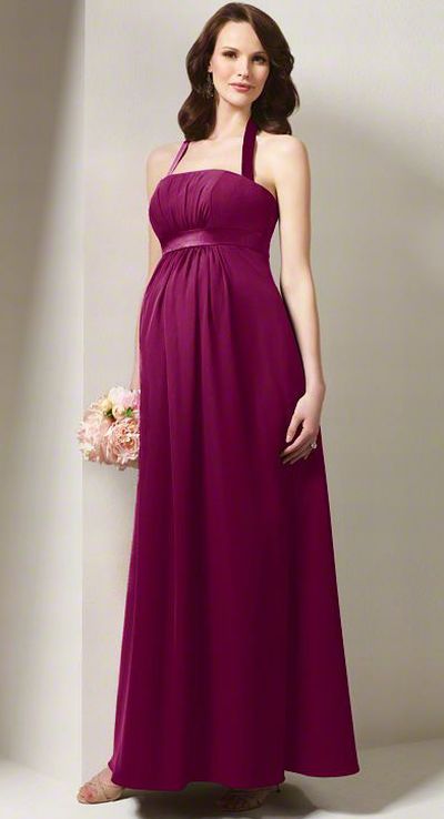 Alfred Angelo Long Halter Maternity Bridesmaid Dress 7016MA: French Novelty