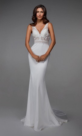 Alyce Paris 7025 Sheer Lace Top Wedding Dress