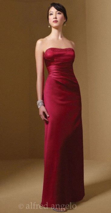 Alfred Angelo Long Satin Bridesmaid Dress With Lace Up Back 7027 Alfred Angelo Long Satin Bridesmaid Dress With Lace Up Back 7027