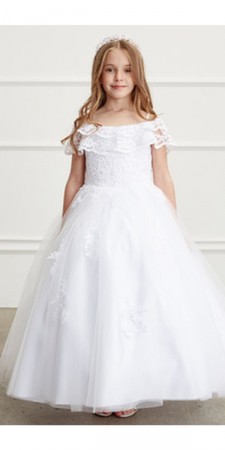 Tip Top 7033 Flower Girls Lace Ruffle Neck Dress