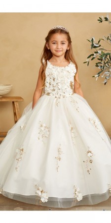 Tip Top 7039 Floral 3D Flower Girls Dress