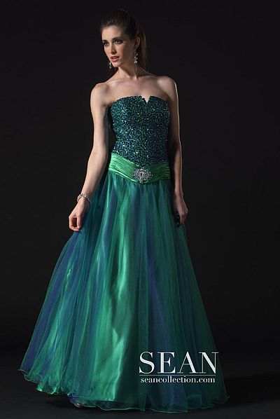 peacock ball gown