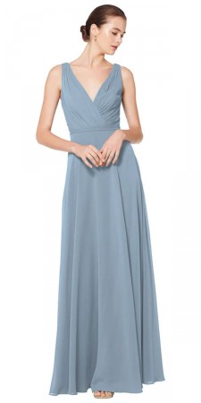 #Levkoff ANNA 7078 V Neck Chiffon Bridesmaid Dress