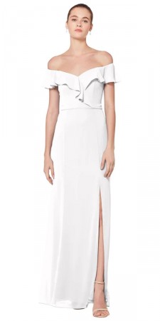 #Levkoff CLARA 7080 Off Shoulder Ruffle Bridesmaid Dress
