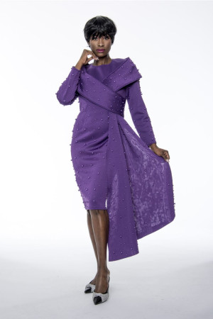 Terramina 7111 Sassy Pearl Dress with Side Sash
