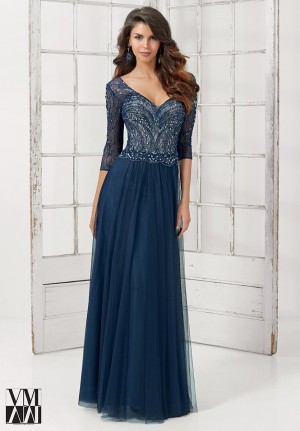 VM Collection 71119 Three Quarter Sleeve Formal Dress