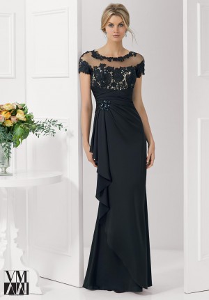 VM Collection 71124 Beaded Lace Satin Gown