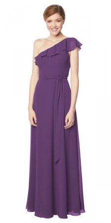#Levkoff ALESSANDRA 7130 Ruffle Shoulder Bridesmaid Dress