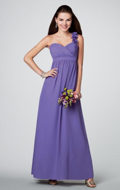 purple one shoulder bridesmaid dress