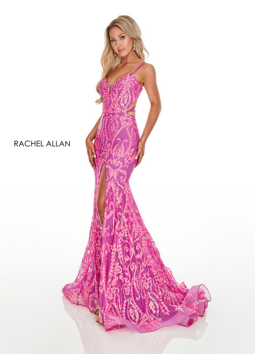 French Novelty Rachel Allan 7147 Neon Sequin Prom Dress