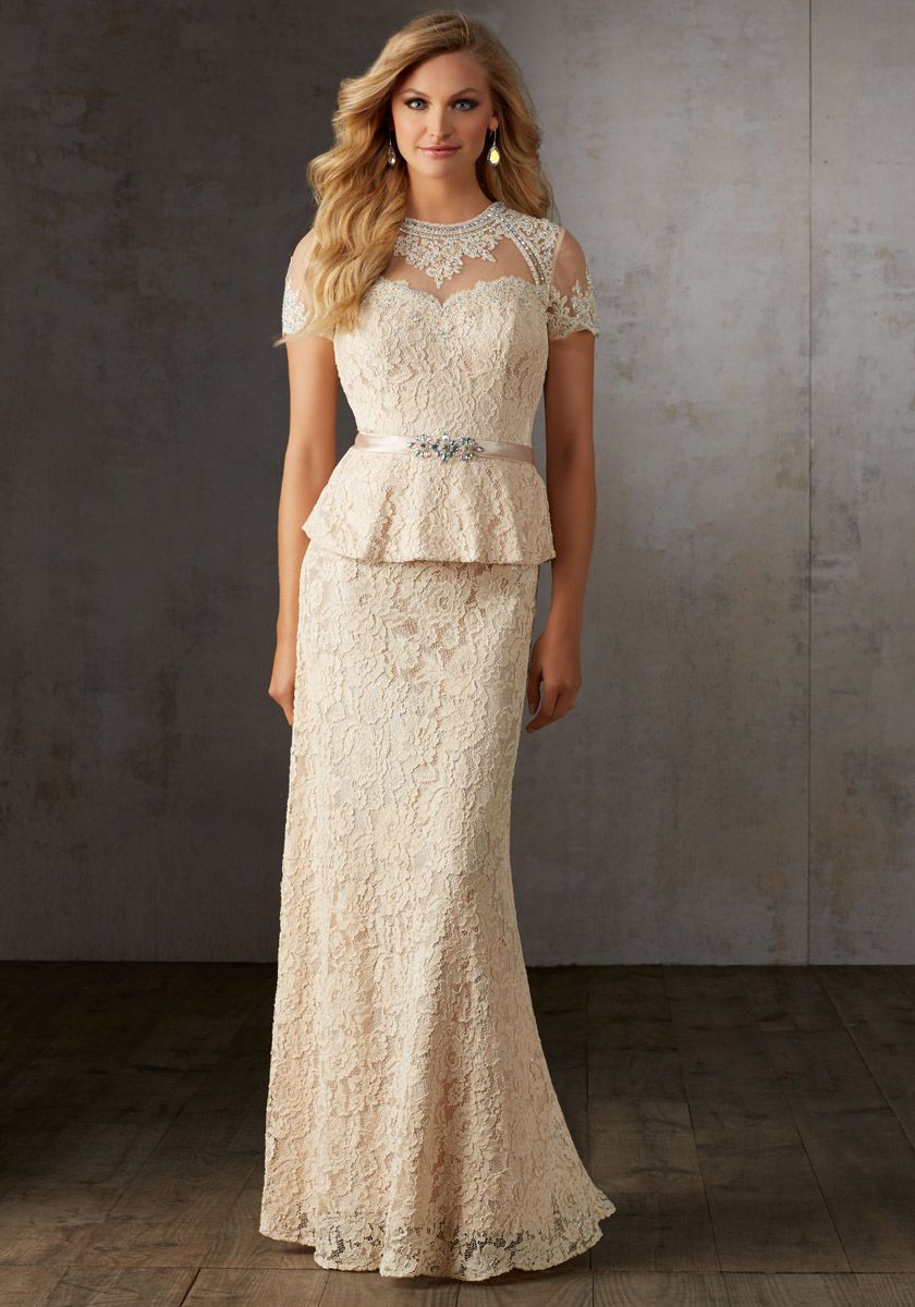 MGNY by Morilee 71507 Mock 2pc Lace Mothers Dress: French