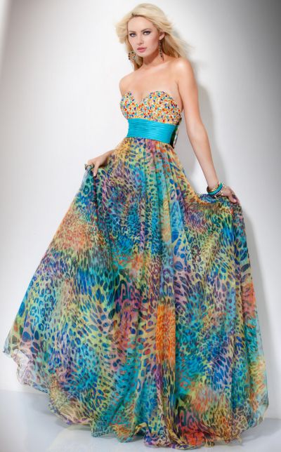 Jovani Colorful Animal Print Tulle Ball Gown 71537: French Novelty