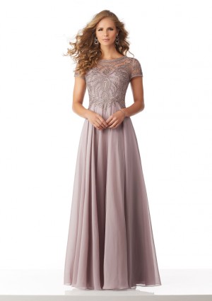 Size 6 Lilac MGNY by Morilee 71824 Stunning Short Sleeve Gown