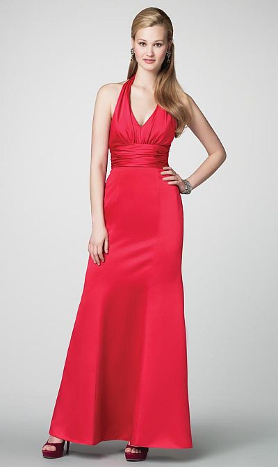 Size 10 Pomegranate Alfred Angelo Long Halter Bridesmaid Dress 7197 ...