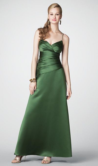 Alfred Angelo Long Satin Bridesmaid Dress with Spaghetti Straps 7199 ...