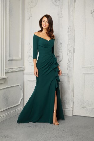 Size 16 Emerald MGNY by Morilee 72424 Trendy Off Shoulder Gown