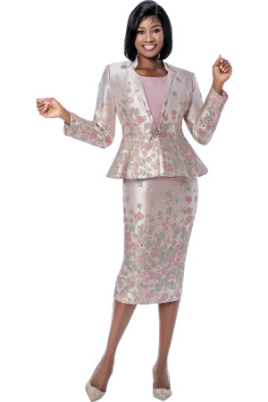 Terramina 7244 Ladies Delicate Floral Church Suit
