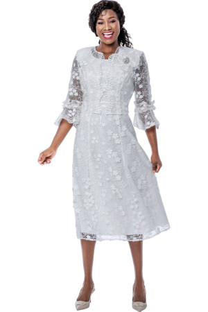 Terramina 7253 Feminine Sheer Floral Jacket Dress