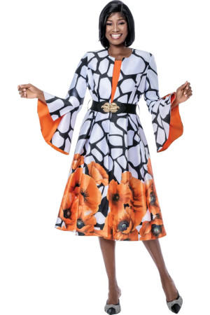 Terramina 7259 Bold Floral Print Church Dress