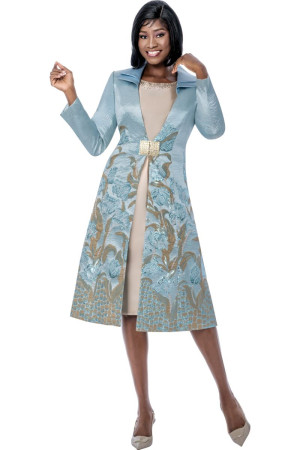 Terramina 7266 Metallic Print Floral Jacket Dress