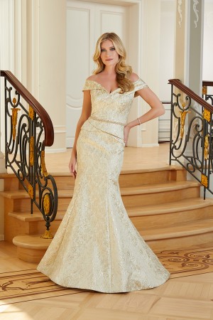 MGNY by Morilee 72701 Brocade Off Shoulder Gown