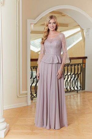 MGNY by Morilee 72706 Graceful Sheer Sleeve MOB Gown