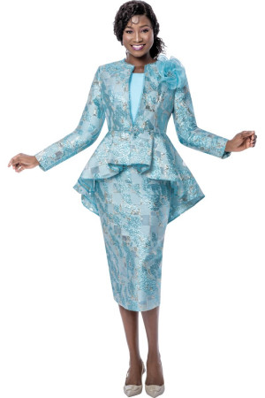 Terramina 7273 Ladies High Low Peplum Church Suit