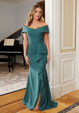 Size 20 Teal MGNY by Morilee 72827 Beaded and Draped Mothers Gown