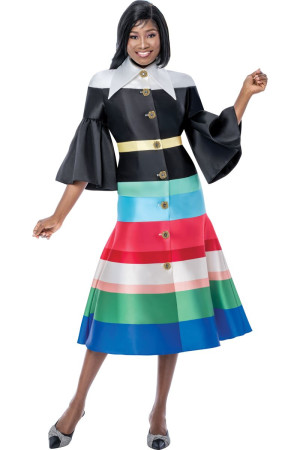Terramina 7286 Fun Colorful Stripe Church Dress