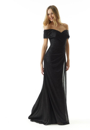 Size 14 Rose Gold MGNY by Morilee 73029 Draped Metallic Knit Gown