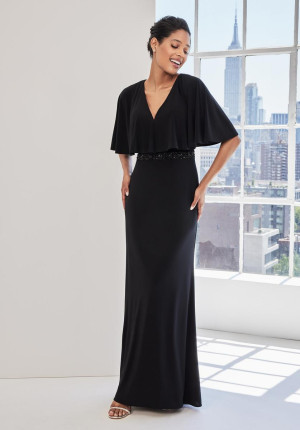 MGNY by Morilee 73124 Modest Cape Sleeve MOB Gown