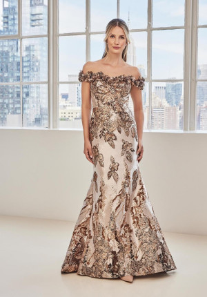 MGNY by Morilee 73130 Glamorous Metallic Floral Gown