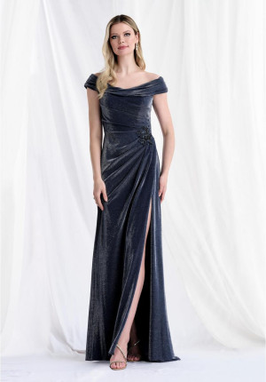 MGNY by Morilee 73152 Draped Shimmer Evening Gown