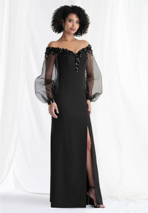 MGNY by Morilee 73162 Sheer Long Sleeve MOB Gown