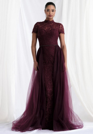 MGNY by Morilee 73164 Dramatic Lace Tulle Evening Gown