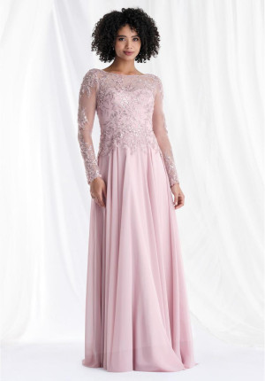 MGNY by Morilee 73169 Sheer Long Sleeve MOB Gown
