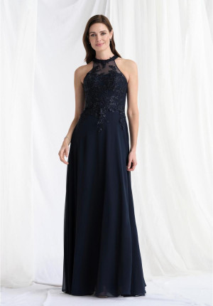MGNY by Morilee 73177 High Neck Chiffon Evening Gown
