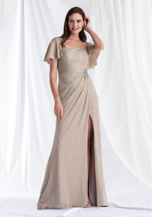 MGNY by Morilee 73178 Metallic Flutter Sleeve MOB Gown