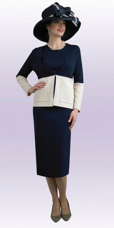 Lily and Taylor 732 Ladies Color Block Knit Church Suit