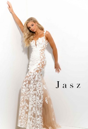 Jasz Couture 7351 Sheer Floral Gown