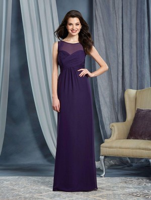 Size 8 Eggplant Alfred Angelo 7362L Draped Long Bridesmaid Dress