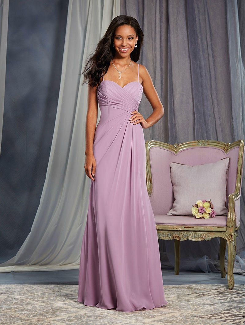 Alfred Angelo 7373L Long Pleated Draped Bridesmaid Dress: French Novelty