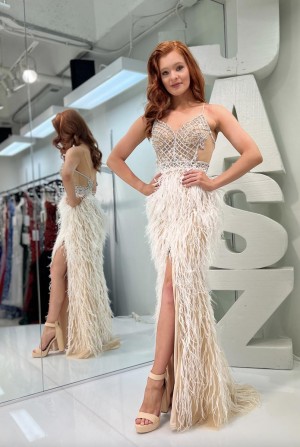 Jasz Couture 7402 Feather Evening Dress