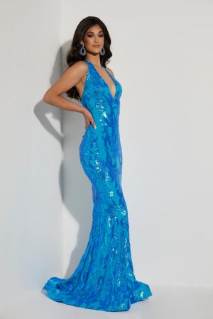 Jasz Couture 7409 Shimmering Deep V Prom Dress