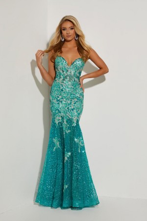Jasz Couture 7420 Sparkling Strapless Prom Dress