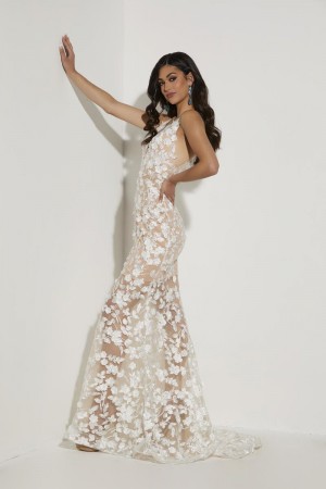 Jasz Couture 7439 Sheer Floral Prom Dress