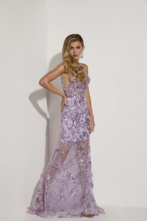 Jasz Couture 7440 Sheer sparkling Floral Prom Dress