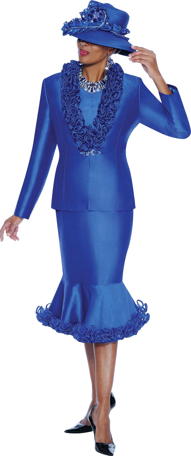 Terramina 7458 Womens Church Suit with Ruffles: French Novelty