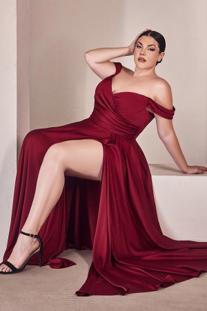 Ladivine 7493C Off Shoulder Plus Size Prom Dress