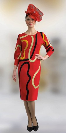 Lily and Taylor 757 Abstract Print Church Dress